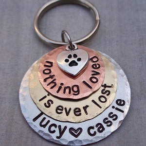 Custom Pet Memorial Keychain Nothing Loved is Ever Lost Personalized Dog Cat memorial Custom Pet Names Keychain image 3