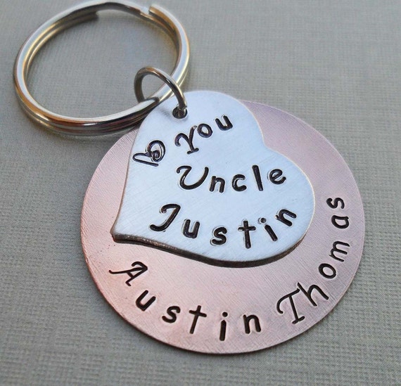 Love You Uncle Keychain - Personalized Aunt Keychain - Custom Name Hand-Stamped Keychain- Gift for Aunt - Uncle Gift -Aunt Gift