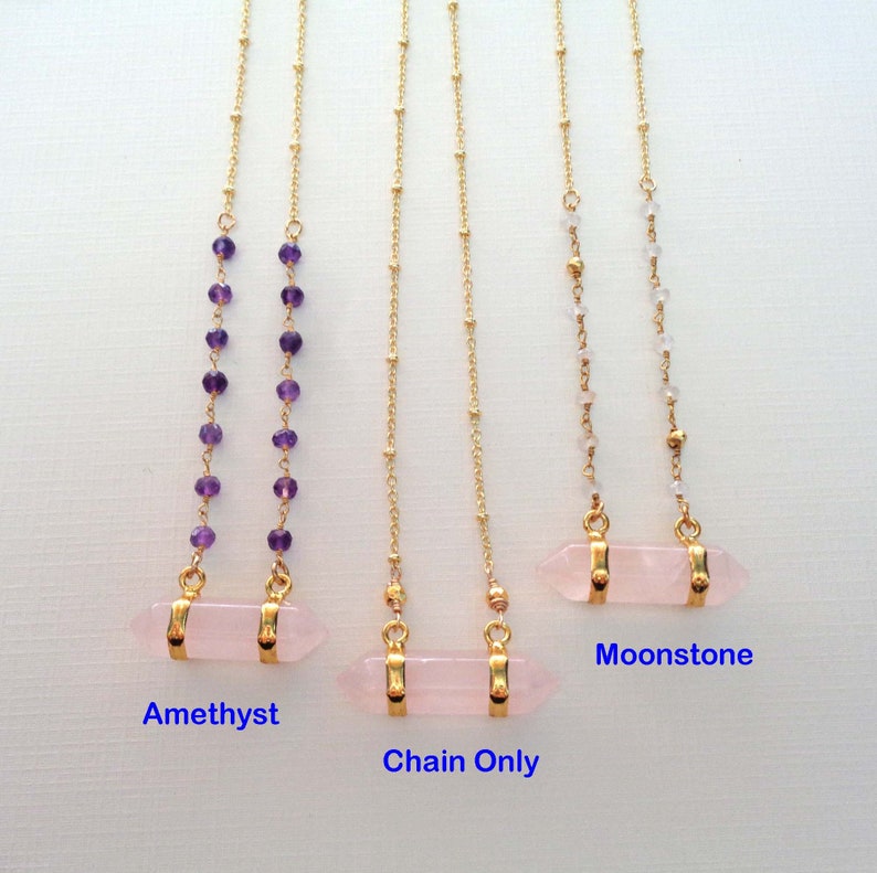 Rose Quartz Bar Necklace / Double Terminated Rose Quartz With Etsy