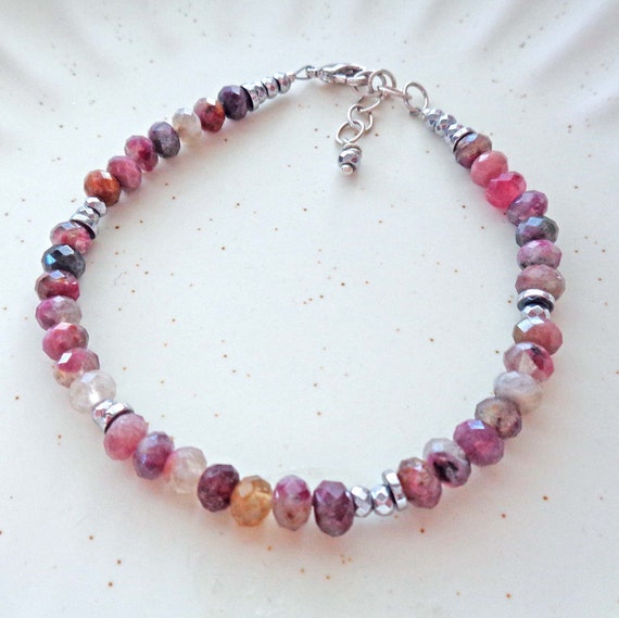 Eudialyte Beaded Bracelet - Multi color crystal Bracelet - Handmade Jewelry - Unconditional Love Crystal