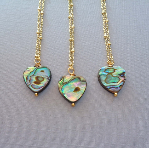 Abalone Shell Heart Necklace / Abalone Gift / Heart Shell Jewelry / Love Jewelry / Heart Gift