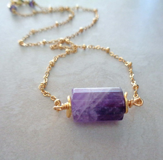 Dainty Amethyst Choker Necklace / Crown Chakra Crystal / February Birthstone Gift / Minimalist Amethyst Jewelry