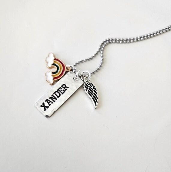 Rainbow Bridge Pet Necklace: Personalized Dog Name Cat Loss Gift