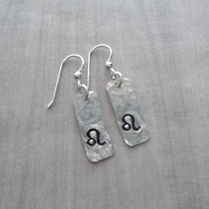 Zodiac Earrings /Sterling Silver Your Sign Bar Earrings / Horoscope Sagittarius Libra Aries Leo / Silver Bar Earring image 4