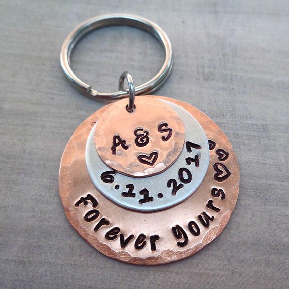 Forever Yours Keychain - Valentines Gift - Anniversary Keychain - Personalized Gift for Him - Wedding Gift