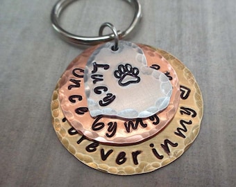 Pet Loss Memorial Keychain - Once by my side forever in my heart - Pet Remembrance Gift -  Dog Memorial - Personalized Cat Loss Gift