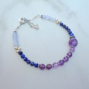 Amethyst Lapis Lazuli Blue Lace Agate Bracelet / Stress Relief - Etsy