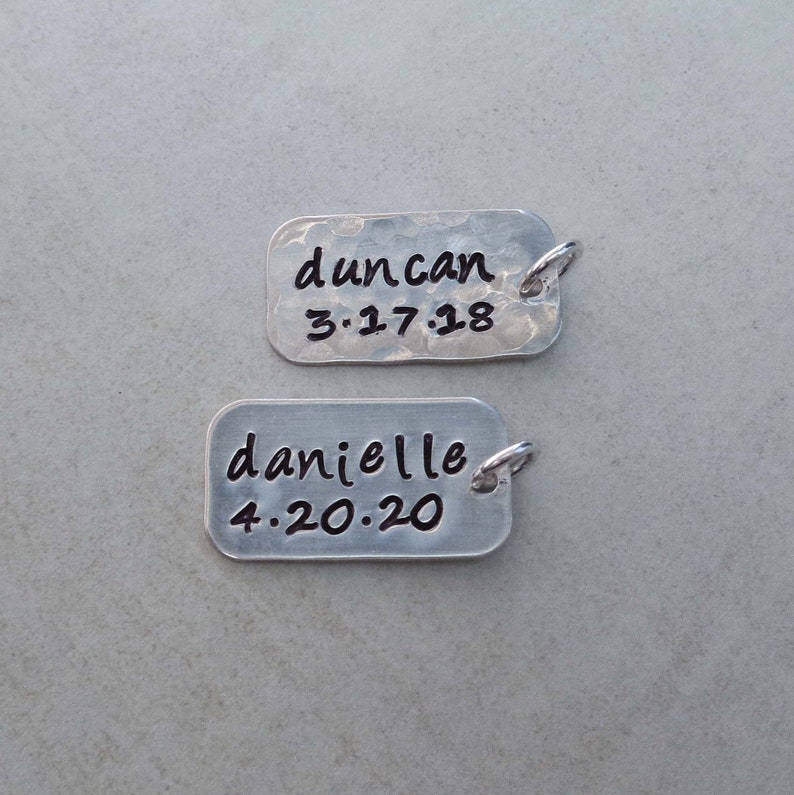 Personalized Sterling Silver Tag / Add on Sterling Silver Bar / Personalized Name Date Numbers image 4