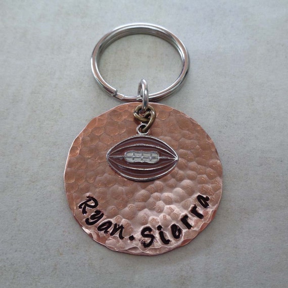 Personalized Football Keychain / Dad Fathers Day Gift / Sport Keychain Custom Word Team Name / Football Fan Gift