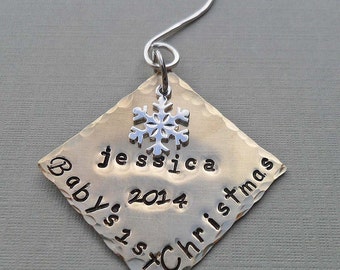 Baby's First Christmas - Personalized Ornament - Snowflake- Baby Xmas Custom Ornament - X01