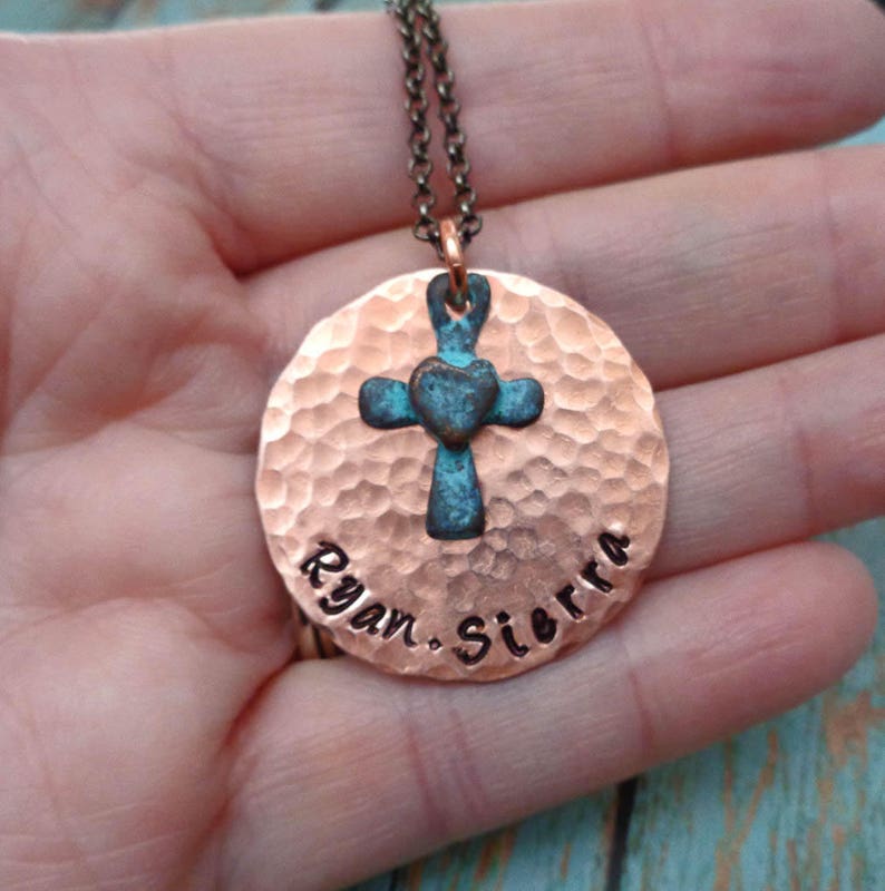 Personalized Cross Jewelry Rustic Jewelry Custom Names Date Baptism Gift 画像 4