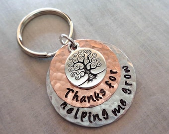 Graduation Teacher Gift Keychain- Thanks for helping me Grow-Teacher Gift-Thank you Teacher-Back to School- Personalized Keychain