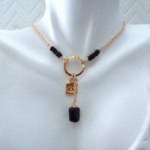 Protection Choker Necklace / Black Tourmaline Onyx Evil Eye Jewelry / Grounding Protection Stone
