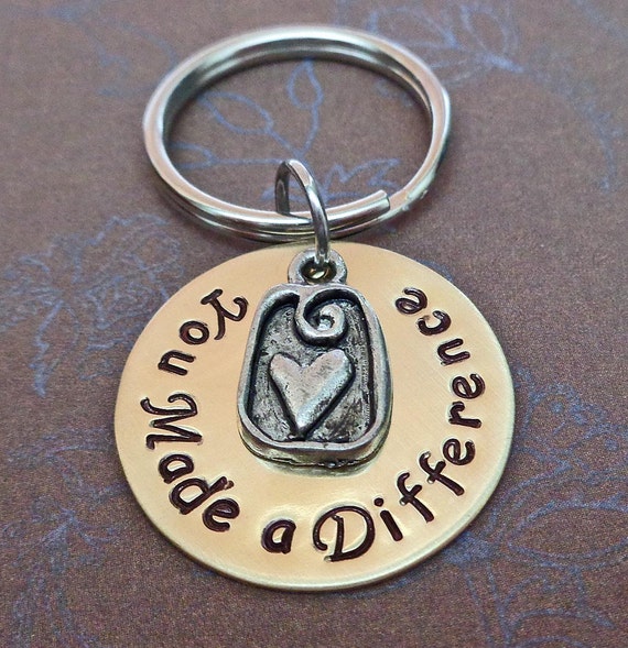 You Made a Difference Keychain Thank you Gift Teacher Gift Etsy