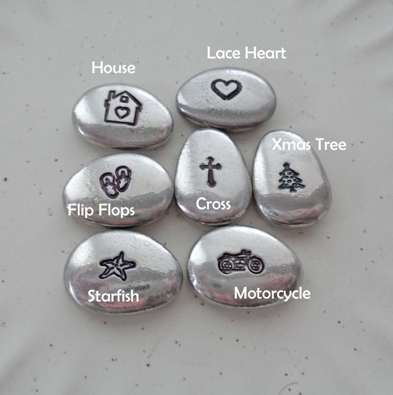 Small Decorative Pebble / Zodiac Flower Owl Bird Om Whale Heart Cross Cactus Moon Lotus Cow / Stamped Symbol Pebble image 4