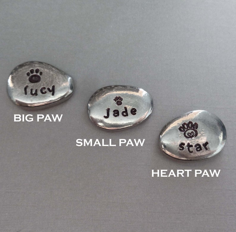 Pet Name Pocket Pebble / Memorial Cat Stone / Pewter Dog Name Pebble / Personalized Pocket Pebble / Custom Pet Name image 6