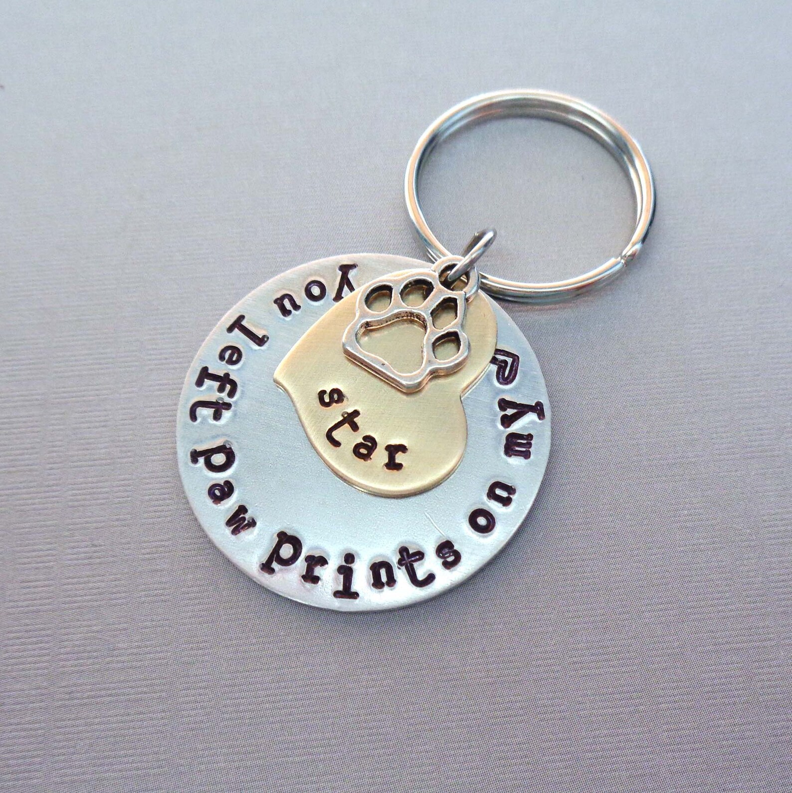 Personalized Pet Memorial Keychain Paw Prints on My Heart Etsy
