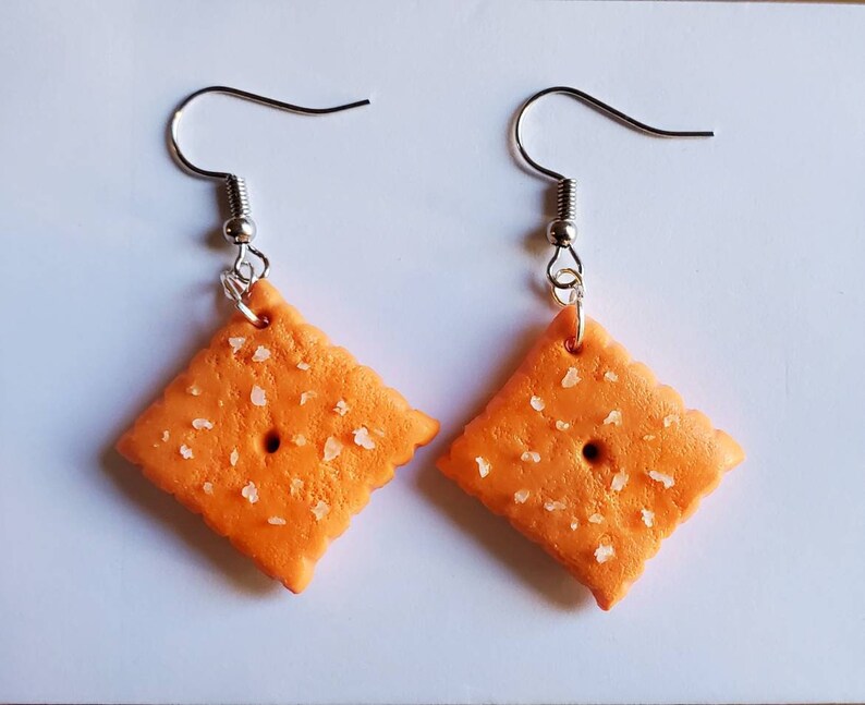 Cheez It Earrings // Hand Sculpted Polymer Clay Jewelry // Etsy