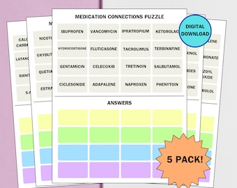 Medication Connections Puzzle Game for Pharmacists, Nurses, Doctors, Students, Educational tool, Party Game, Printable