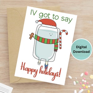 Lustige Weihnachtsdruckbare Weihnachtskarte für Ärzte, Krankenschwestern, Krankenhauspersonal, Studenten, Apotheker, Techniker, digitale Karte