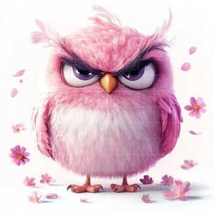 20 PNG Grumpy Birds Clipart, Lindos pájaros esponjosos, Clipart digital, Clipart de acuarela, PNG de alta calidad, Clipart imprimible, Descarga digital