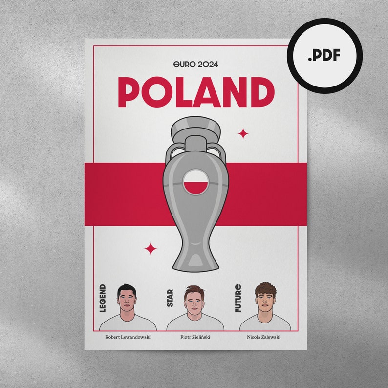 Euro 2024 Team Poster Poland National Team Football Fan Art Print PDF ...