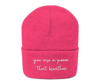 Author Embroidery Cuffed Beanie by Yassydesigns Book Writer