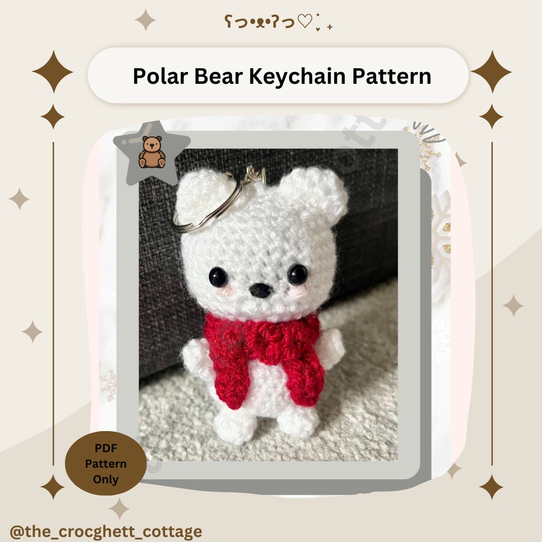 Crochet Polar Bear Keychain, Amigurumi Plushie, Download PDF Pattern - Etsy