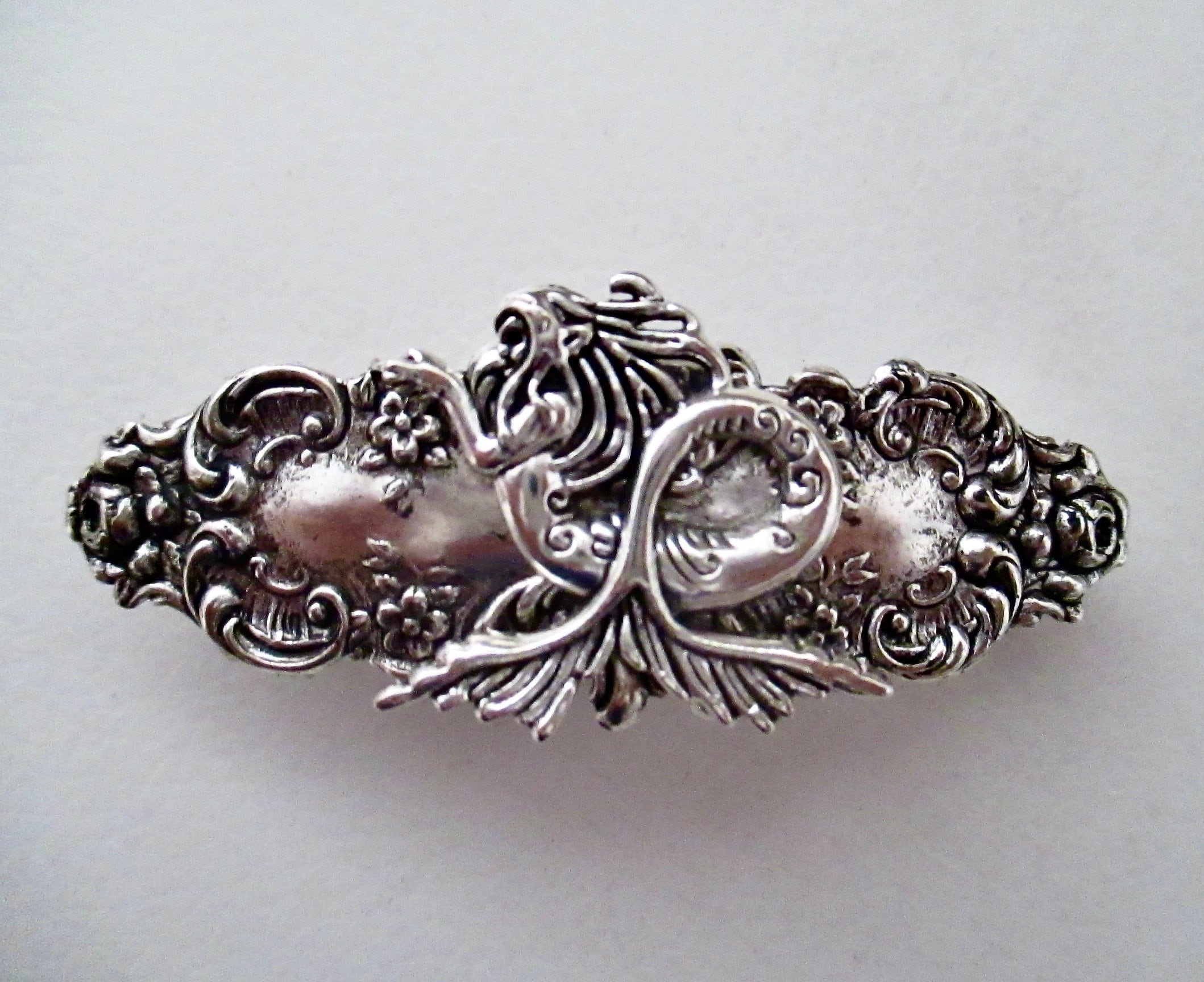 Vintage Silver mermaid barrette Sterling Silver Mermaid Barrette Art Nouveau Unger Bros  main image 4