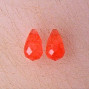 Cherry Quartz Faceted Teardrop Beads (2)