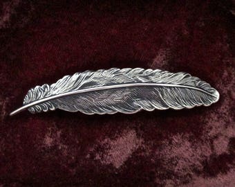 Sterling Silver Plated Brass Feather Barrette