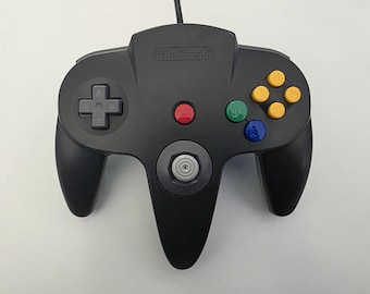 Mando de Nintendo 64 / Negro/Gris / Joystick reacondicionado en perfecto estado / Gamepad oficial OEM de N64 / Probado y funciona