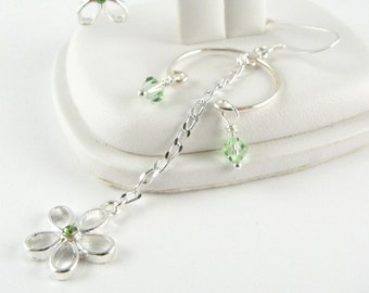 CLEARANCE.  Light Green Swarovski Dangle Earrings