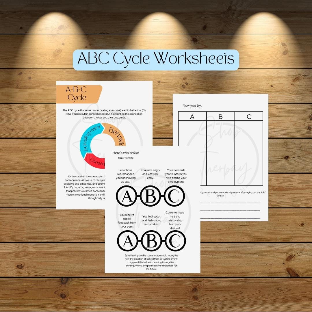Understanding the Abcs Therapy Aid Mental Health Worksheet Instant ...