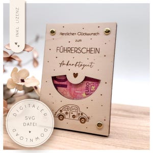 Archivo láser | Archivo SVG | Licencia de conducir | Regalo en efectivo por licencia de conducir | Descarga instantánea | Idea de regalo | Pequeño obsequio | Dar dinero |