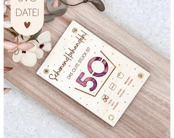 Laser file | SVG file | 50 years | Birthday cash gift | Instant download | Gift idea | Small gift | Give money | Instructions |
