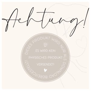 May include: A digital product announcement with the word "Achtung!" in black script. A circular graphic states "Dieses Produkt wird nur als Download bereitgestellt! Es wird kein physisches Produkt versendet!" in German.