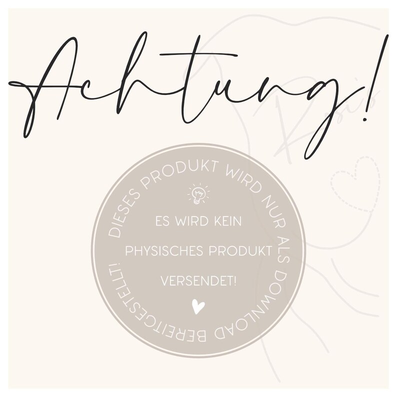 May include: A digital product announcement with the word "Achtung!" in black script. A circular graphic states "Dieses Produkt wird nur als Download bereitgestellt! Es wird kein physisches Produkt versendet!" in German.