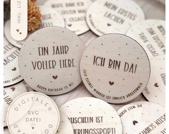 Laser file | SVG file | Milestone cards | The first year | Birth gift | Gift idea for birth | Gift for birth | Wooden cards |