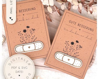 Printable file & SVG | Get well soon | Small gift | DIY card | Printable card | Card to print | Encouragement | Gift | Recovery |