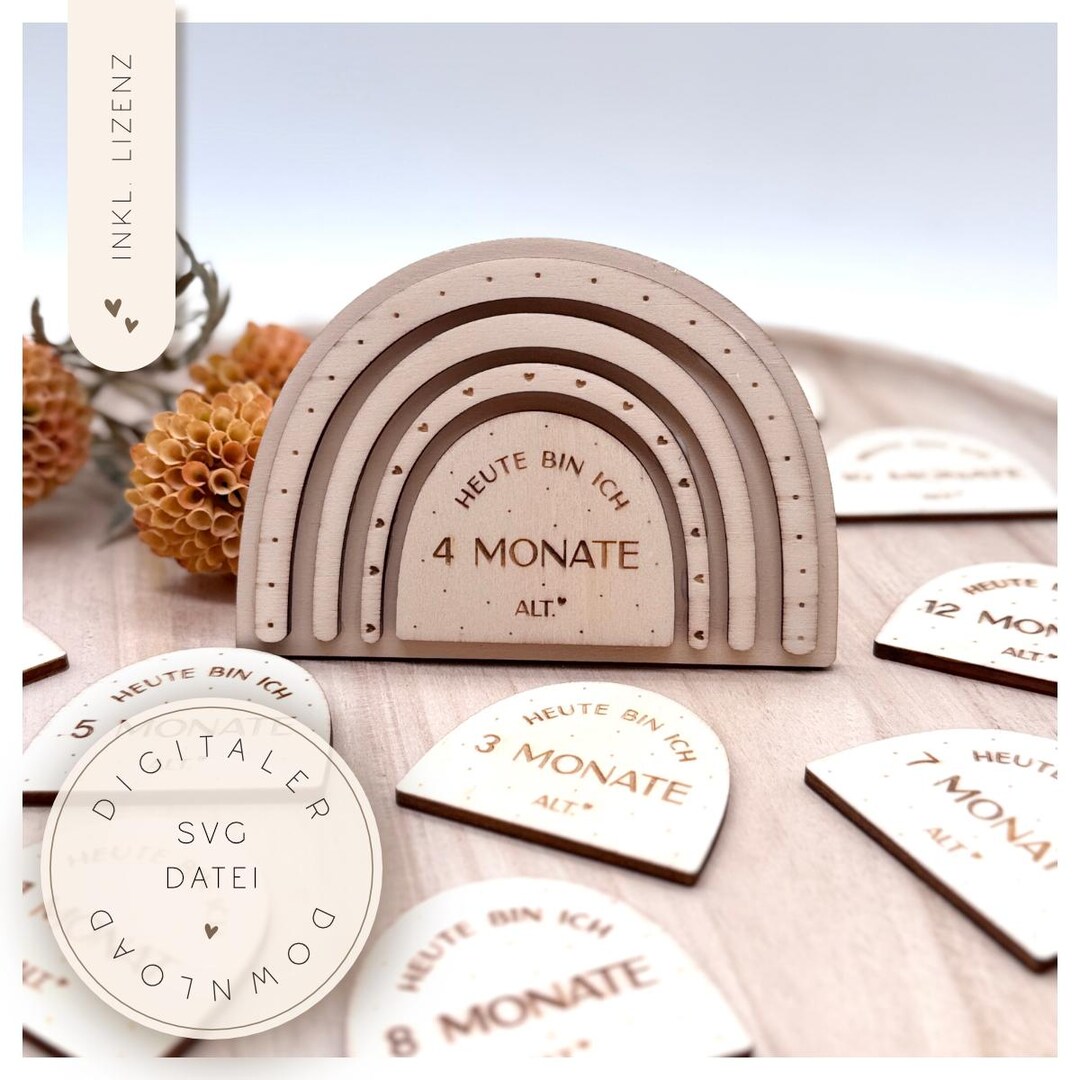 Laser File | SVG File | Milestone Cards | 1-12 Months | Birth Gift ...