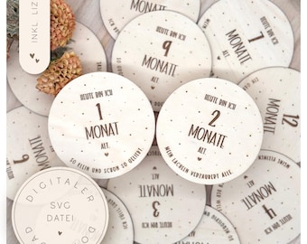 Laser file | SVG file | Milestone cards | 1-12 months | Birth gift | Birth gift idea | My first year | Wooden cards |