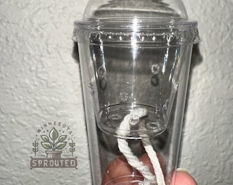 Mini Self Watering Planter, Wicking Watering System, Perfect corm starter, dome lid humidity container