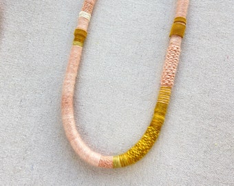 linda fiber necklace - pink clay, ochre & golden maple