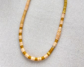 petite linda fiber necklace - alabaster & mustard