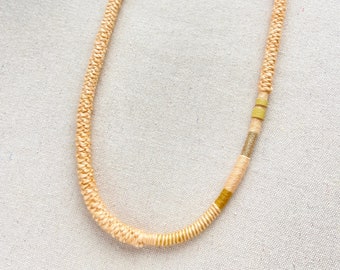 petite leslie fiber necklace - alabaster & mustard