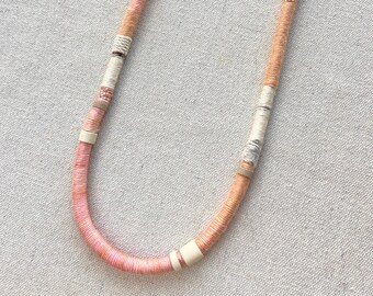 petite linda fiber necklace - blush, apricot and ecru confetti