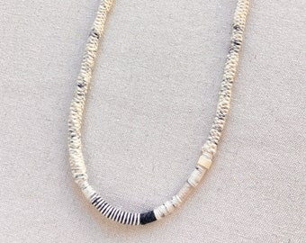 petite leslie fiber necklace - dalmatian & charcoal