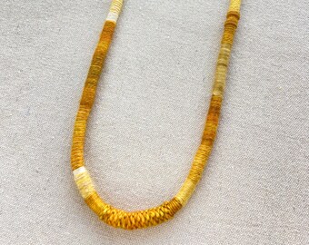 petite linda fiber necklace - canary & golden maple
