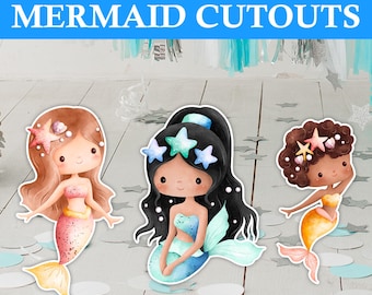 Recortes para fiesta de sirena: decoraciones de cumpleaños extravagantes